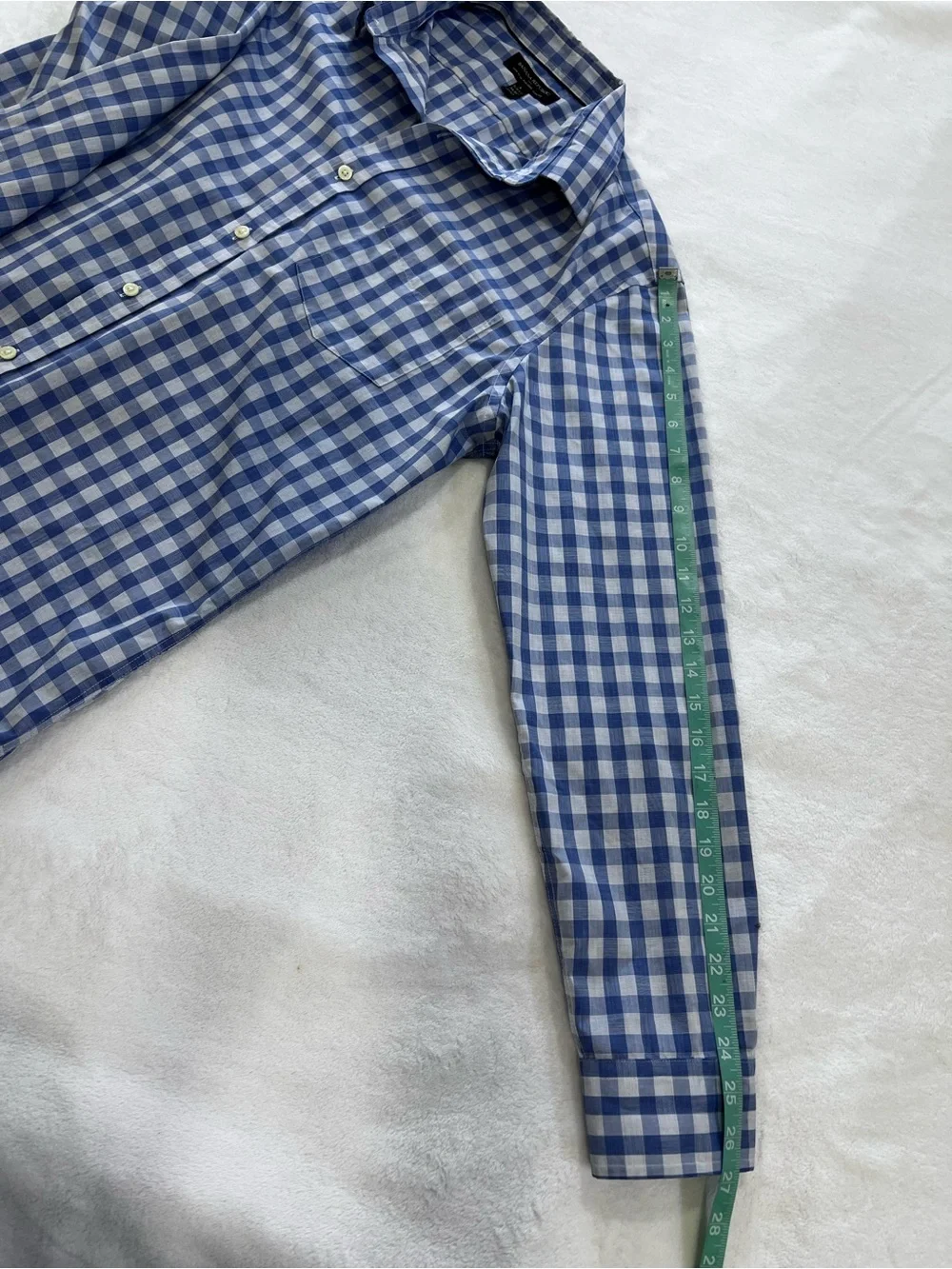 Banana Republic Blue & White Gingham Tailored Slim Dress Shirt
